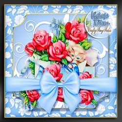 Vintage Kitten Baskets Kit-4-Blue