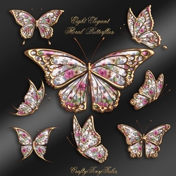 Eight Elegant Floral Butterflies Kit-1 