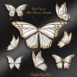 Eight Elegant White Wedding Butterflies
