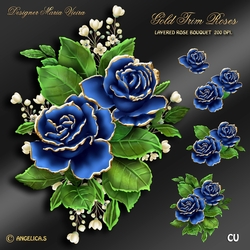 Gold Trim Rose Bouquet Kit-1