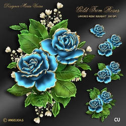 Gold Trim Rose Bouquet Kit-3