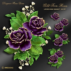 Gold Trim Rose Bouquet Kit-5