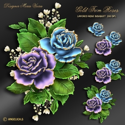 Gold Trim Rose Bouquet Kit-7