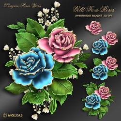 Gold Trim Rose Bouquet Kit-9