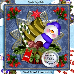 Snowman Holiday Cupcake Card Front Kit-1