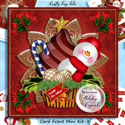Snowman Holiday Cupcake Card Front Kit-3
