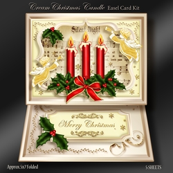 Cream Christmas Candle Easel Card Kit-1
