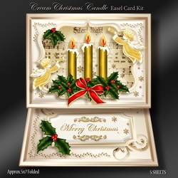 Cream Christmas Candle Easel Card Kit-4