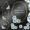 Four Geometric Frames with Glassy Roses Kit-2