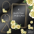Four Geometric Frames with Glassy Roses Kit-3