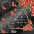 Four Geometric Frames with Glassy Roses Kit-4
