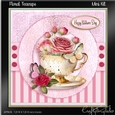 Floral Teacup Card front Kit- 3