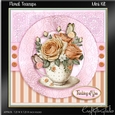 Floral Teacup Card front Kit- 4