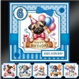 Happy Birthday Puppies Card and Toppers Blue-Set