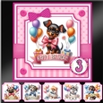 Happy Birthday Puppies Card and Toppers Pink-Set