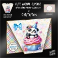 Cute Animal Cupcake-Open Card Front K9