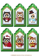 Christmas Tags 6 Owls Sheet 1