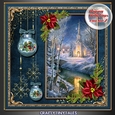Happy Holidays Vintage Scene Blue 2