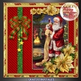 GOLD Happy Holidays Vintage Santa 1