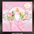 Baby Girl Bottle Card Front Mini Kit.