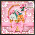 Vintage Kitten Baskets Kit-3-Pink