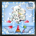Vintage Kitten Baskets Kit-1-Blue