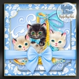 Vintage Kitten Baskets Kit-3-Blue