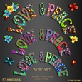 The Beatles Collection Wordart and Flowers