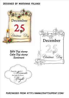 Scroll Christmas Digital Stamp and Sentiment