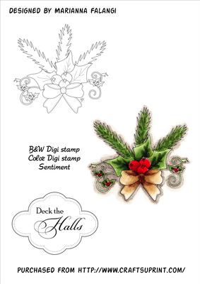 Christmas Decorations Digital Stamp and Sentiment