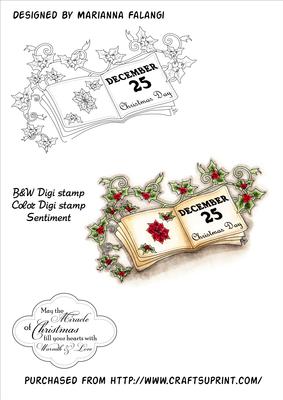Christmas Book Digital Stamp and Sentiment