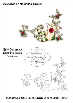 Elf Boots Digital Stamp and Sentiment