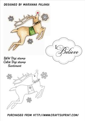 Reindeer Digital Stamp and Sentiment