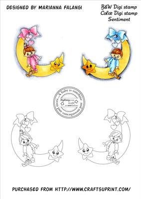 Little Moon Babies and Sentiment Digi Stamps