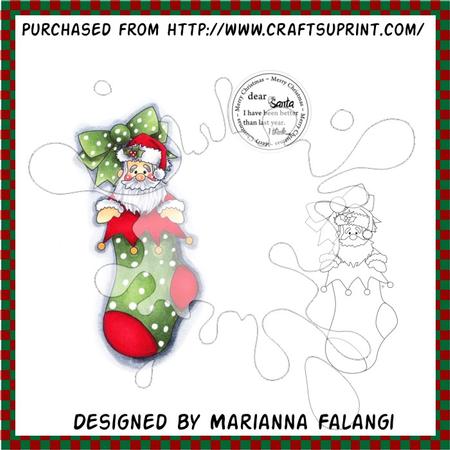 Santa in Stocking and Sentiment Digi Stamp