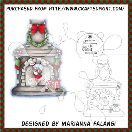 Santa Stuck in Fireplace and Sentiment Digi Stamp
