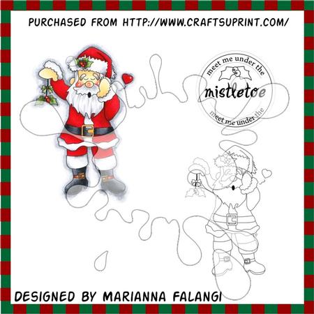 Santa Under the Mistletoe and Sentiment Digi Stamp
