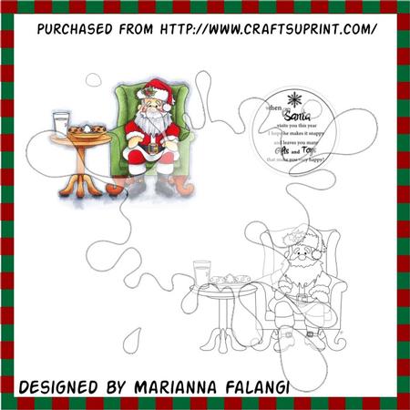 Santa with Milk and Cookies and Sentiment Digi Stamp