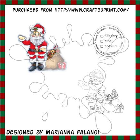 Santa with His Sack and Sentiment Digi Stamp