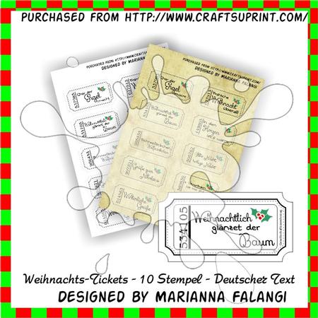 Weihnachts Tickets 10 Stempel Deutscher German Texte