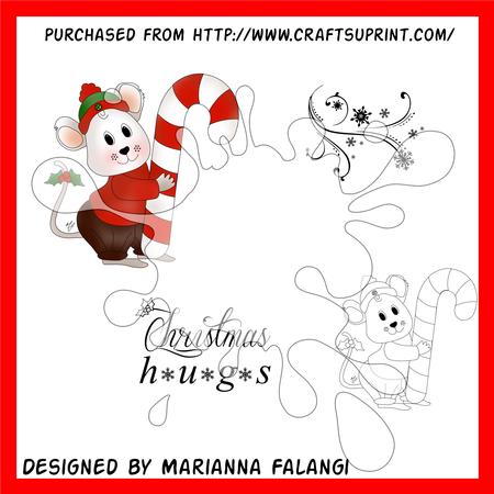 Candy Cane Mouse and Sentiment Digi Stamp