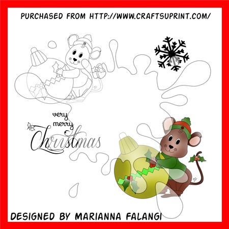 Ornament Mouse and Sentiment Digi Stamp