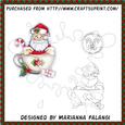 Santa in Cocoa Cup and Sentiment Digi Stamp