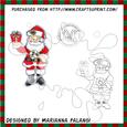 Santa with Gift and Candycane and Sentiment Digi Stamp
