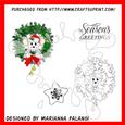 Christmas Wreath Mouse and Sentiment Digi Stamp