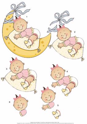 Baby in Pink Sleeping on the Moon