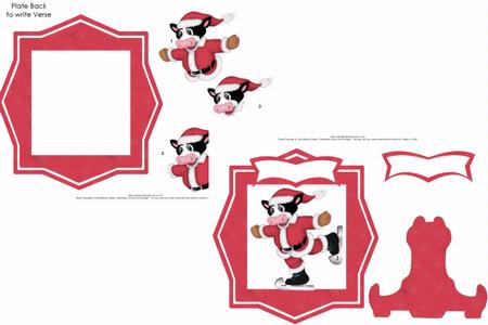 Christmas Plate 6a Skating Santa Cow