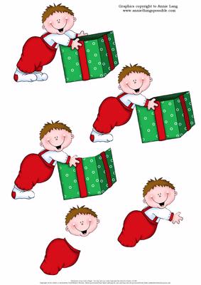 Christmas Boy with Present Box
