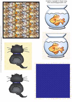 Cat and Fish Bowl Topper