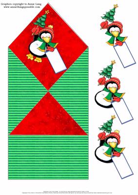 Penquin with Xmas Tree Spring Card